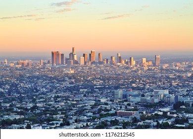 Los Angeles Skyline Sunset Stock Photo (Edit Now) 1178236099