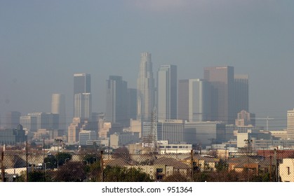 Downtown Los Angels California Engulfed In Smog