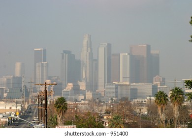 Downtown Los Angels California Engulfed In Smog