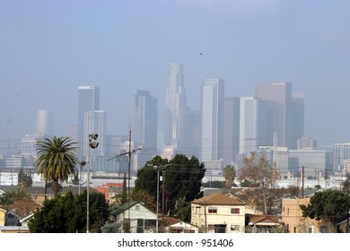 Downtown Los Angels California Engulfed In Smog