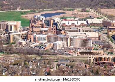 Downtown Madison Wisconsin Fly Over Aerial