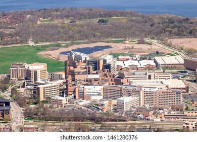 Downtown Madison Wisconsin Fly Over Aerial