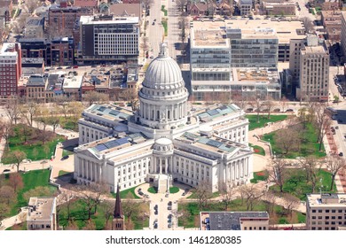 Downtown Madison Wisconsin Fly Over Aerial