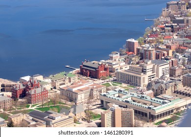 Downtown Madison Wisconsin Fly Over Aerial