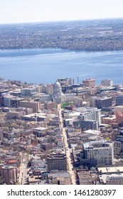 Downtown Madison Wisconsin Fly Over Aerial