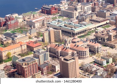 Downtown Madison Wisconsin Fly Over Aerial