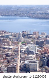 Downtown Madison Wisconsin Fly Over Aerial