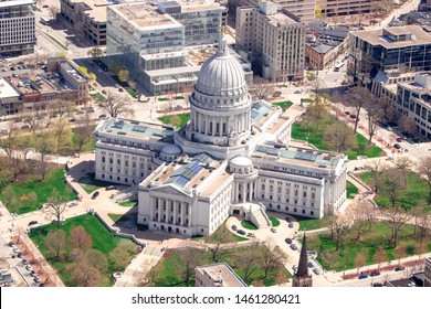 Downtown Madison Wisconsin Fly Over Aerial