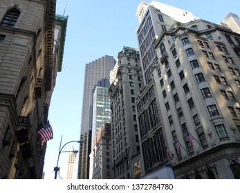 Downtown Manhattan Buildings Looking Up From Street Level 