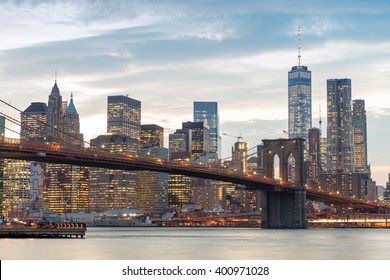 Downtown Manhattan Skyline At Dusk, New York City - NY - USA.