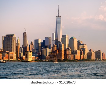 The Downtown Manhattan Skyline At Sunset