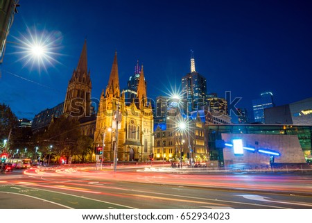 Downtown Melbourne city at twilight in Australia