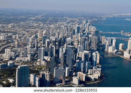 Similar – Image, Stock Photo Aerial view of Miami coastline on a cloudy day
