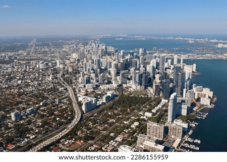 Similar – Image, Stock Photo Aerial view of Miami coastline on a cloudy day