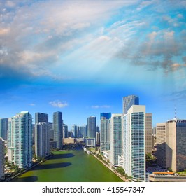 Downtown Miami Brickell Skyline Aerial View Stock Photo 415547347 ...