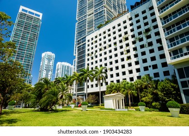 Downtown Miami Cityscape Along Brickell Avenue