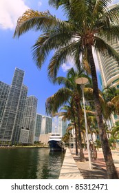 Downtown Miami River Cityscape.