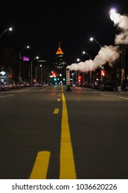 Downtown Midtown, Detroit At Night.