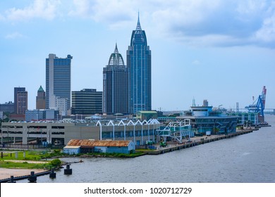 Downtown Of Mobile, AL. View From Port