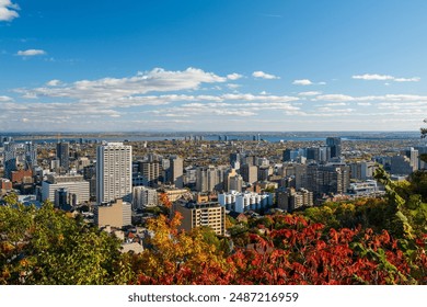 Downtown Montreal city skyline in autumn. Montreal, Quebec, Canada. View from the Kondiaronk lookout, Mount Royal. - Powered by Shutterstock