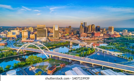 Downtown Nashville, Tennessee, USA Aerial.