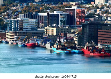 Downtown of Newfoundland and Labrador Capital - St. John's and part of the Harbor. 