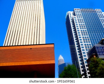 Downtown North Carolina In The Hot Sun. Home Of The Carolina Panthers