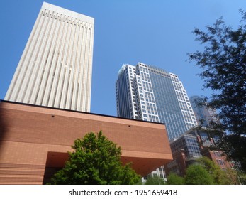 Downtown North Carolina In The Hot Sun. Home Of The Carolina Panthers