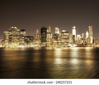 Downtown NYC Skyline At Night 