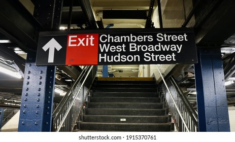 Downtown NYC Subway Exit Sign