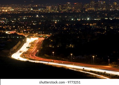 Downtown Phoenix Arizona At Night With