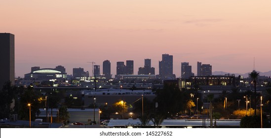 Downtown Phoenix, Arizona Skyline At Sunset