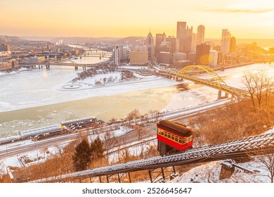 Downtown Pittsburgh city skyline, cityscape of  Pennsylvania in USA at sunset - Powered by Shutterstock