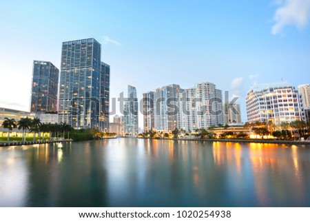Downtown and real estates developments at Brickell Key, Miami, Florida, USA