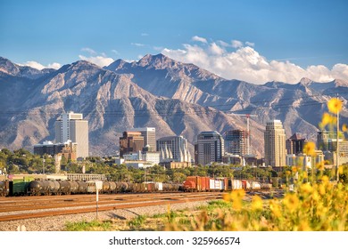 Downtown Salt Lake City skyline Utah in USA