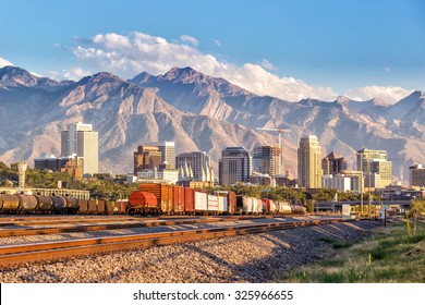 Downtown Salt Lake City Skyline Utah In USA