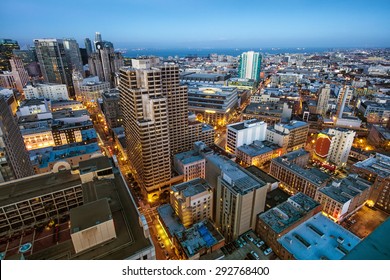 Downtown San Francisco City Skyline At Dusk