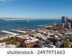 Downtown San Francisco and Oakland bay bridge over San Francisco Bridge, California