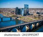 Downtown Saskatoon in Summer Aerial View