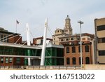 Downtown skyline on a Summer afternoon.  Davenport, Iowa, USA