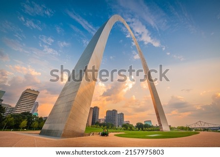 Downtown St. Louis, Missouri, USA viewed from below the arch.