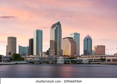 Downtown Tampa Florida Sunset Cityscape