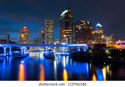 Downtown Tampa Skyline At Night