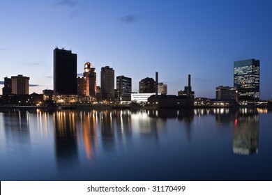 Downtown of Toledo, Ohio - night time.