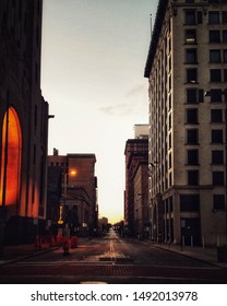 Downtown Toledo, Ohio at sunset.