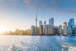 Downtown Toronto City Skyline, Cityscape Of Canada At Sunset