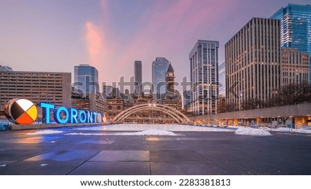 Downtown Toronto City skyline, cityscape of Ontario, Canada at twilight