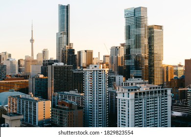 Downtown Toronto skyline with sunset sky reflection on buildings - Powered by Shutterstock