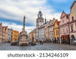 Downtown in Trebon, South Bohemian region. Czech Republic