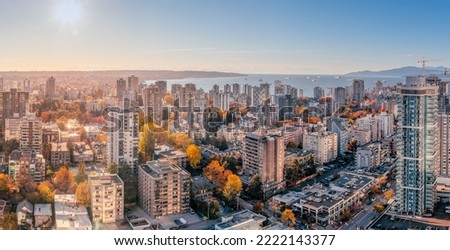 Downtown Vancouver English bay residential apartment buildings and commercial business buildings Robson street.